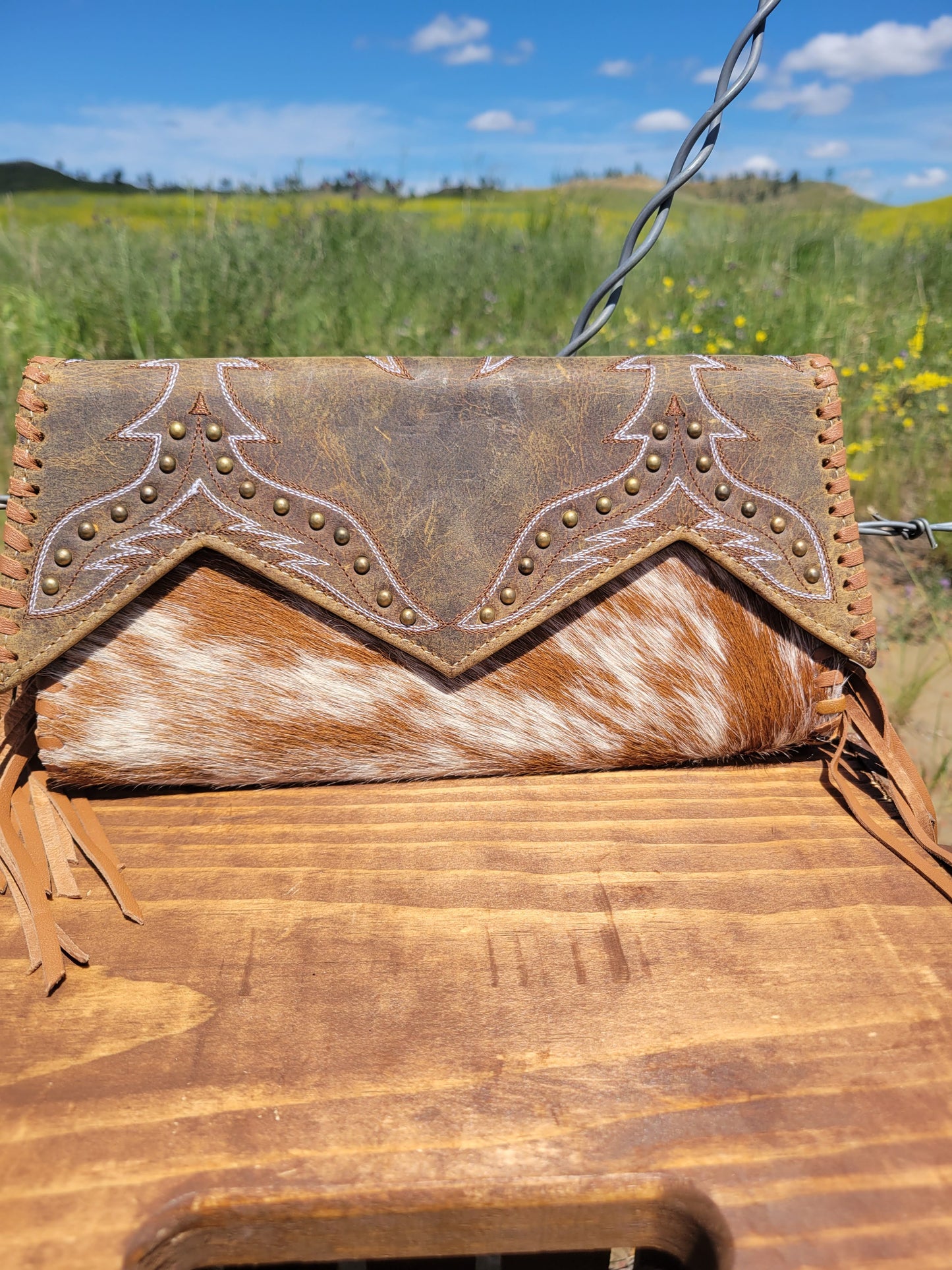 Leather and Cowhide Clutch