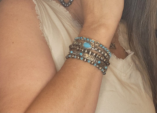 SILVER AND TURQUOISE BRACELETS