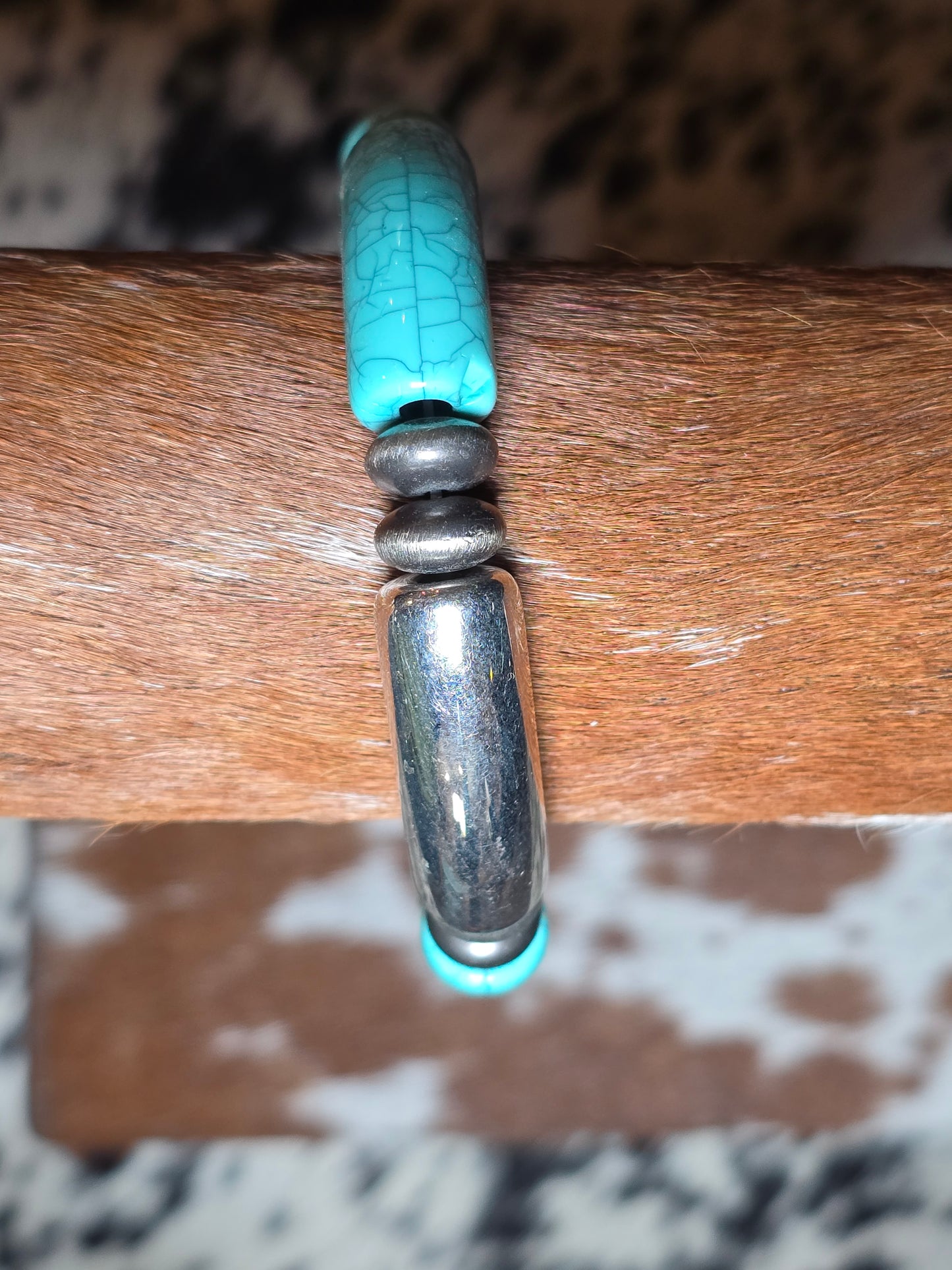 Chunky Silver and Turquoise Bracelet