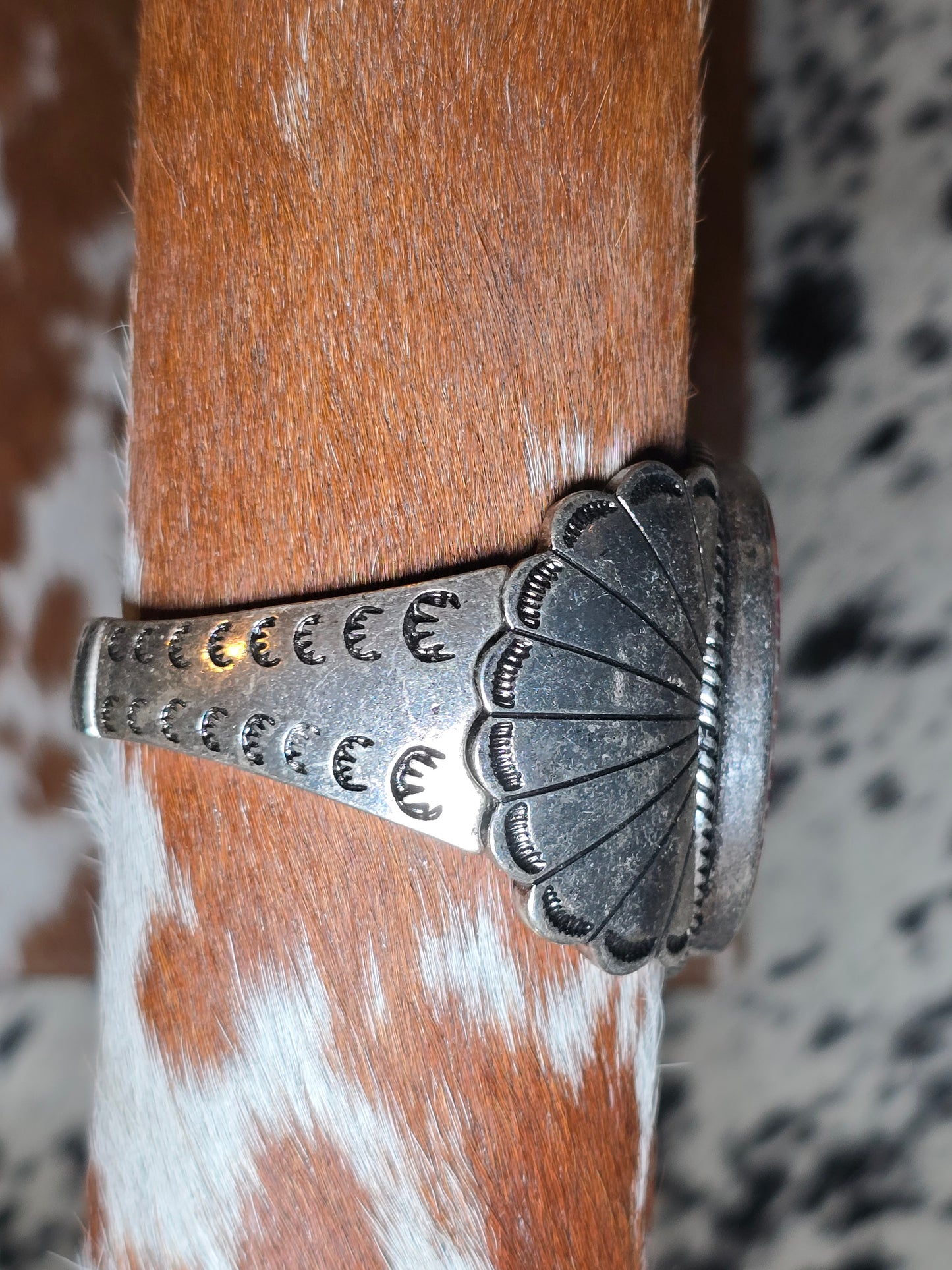 Chunky Silver Bracelet With Girl On Horse