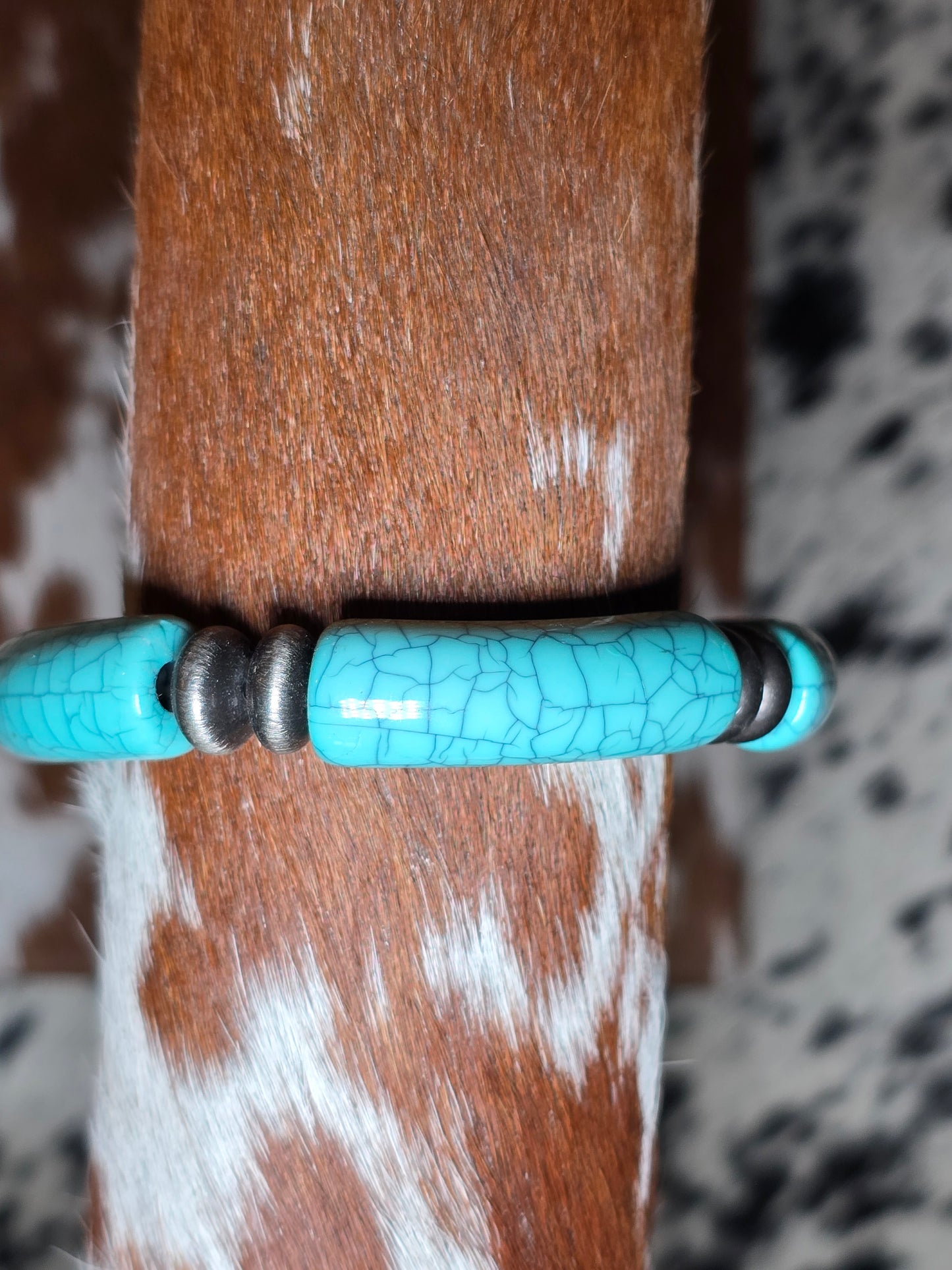 Chunky Silver and Turquoise Bracelet