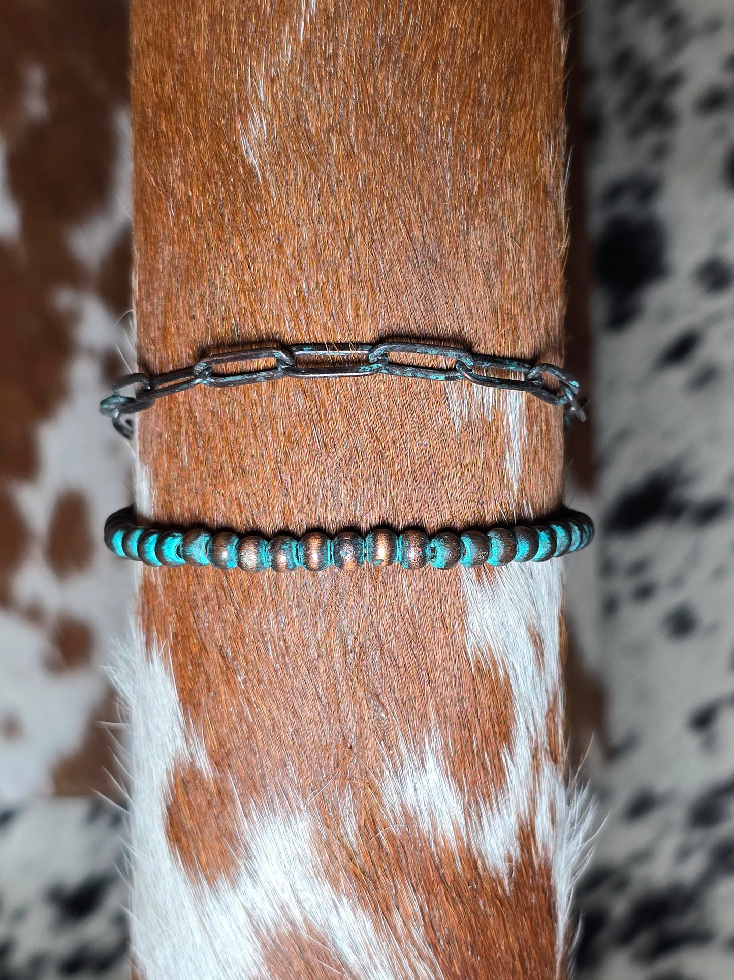 Turquoise And Copper Chain Bracelet