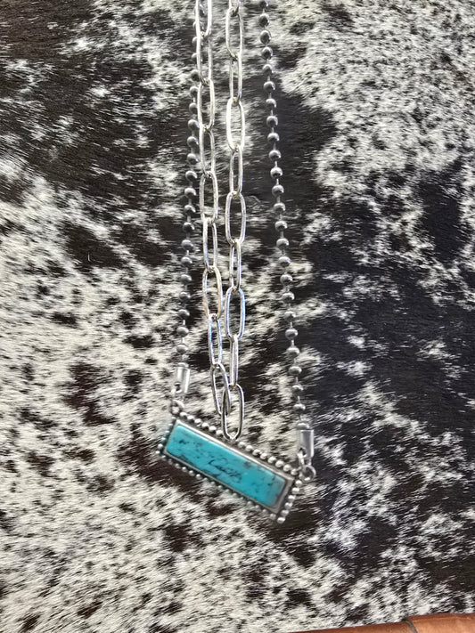 Turquoise Bar Double Layer Chain