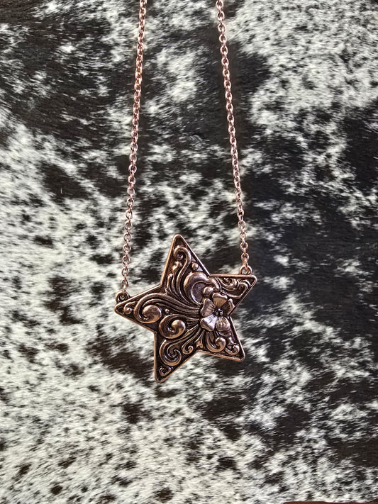 Stamped Star Pendant Necklace