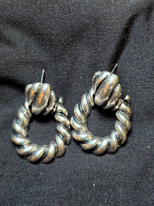 Silver Rope Design Stud Earrings