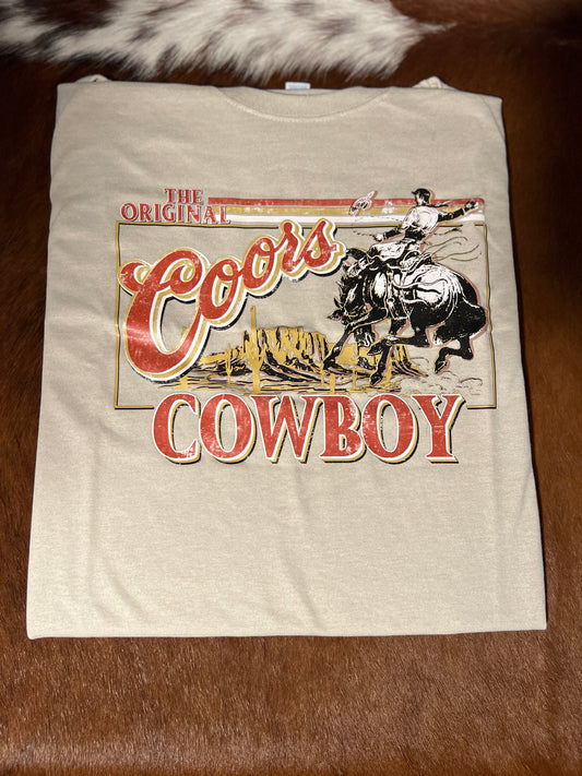 "The Original Coors Cowboy" Tan T Shirt